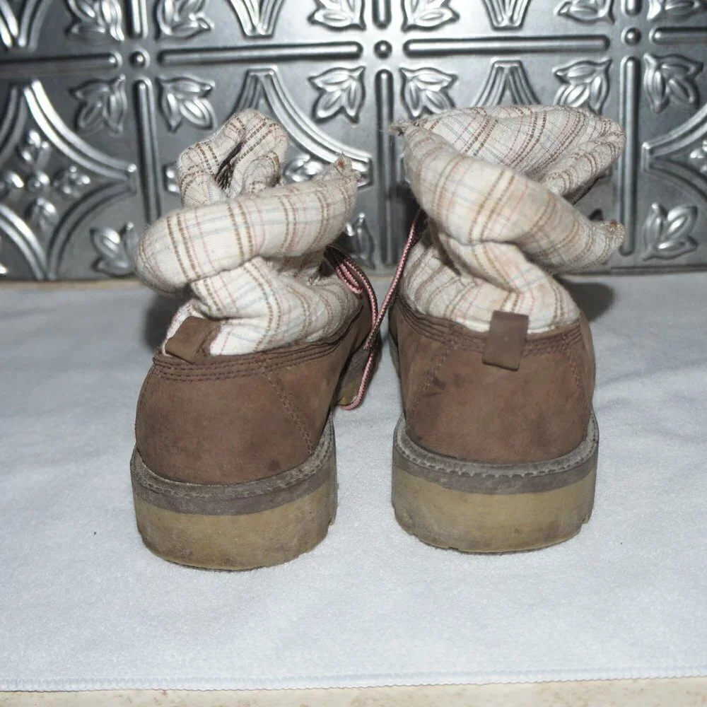 Timberland Womens Size 6 Jayne Waterproof Fold Down Boots Brown Plaid